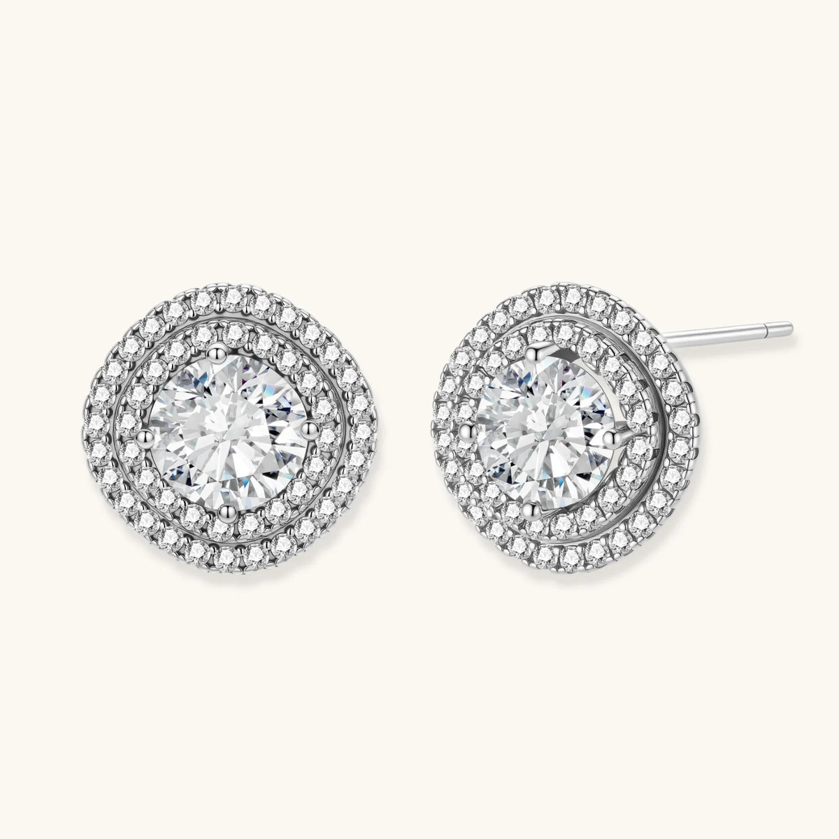 Celestial Halo Moissanite Stud Earrings