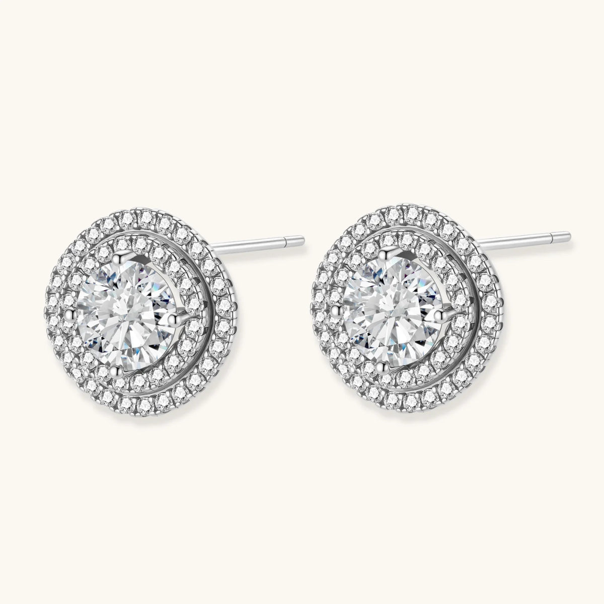 Celestial Halo Moissanite Stud Earrings